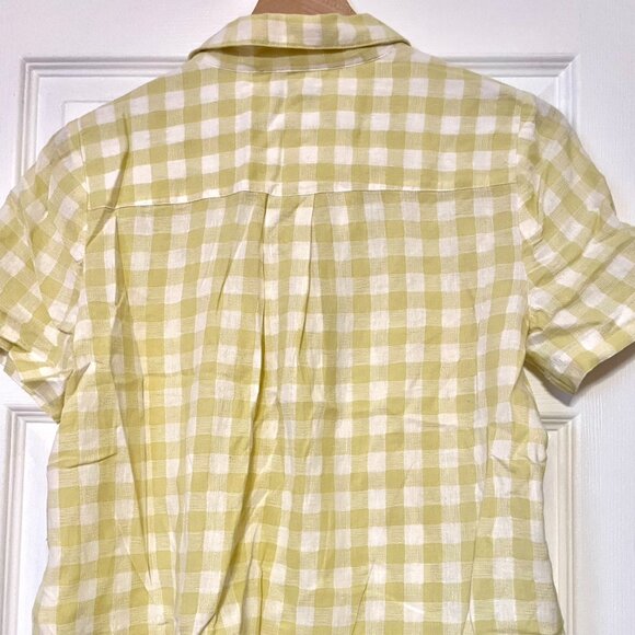 Madewell Cotton-Linen Boxy Camp Shirt - Yellow and White Gingham (Size M) - Picture 4 of 5